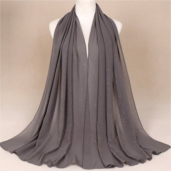 Cherie Bliss Accessories - Sparkle Solid Colour Fashion Scarf - Gray